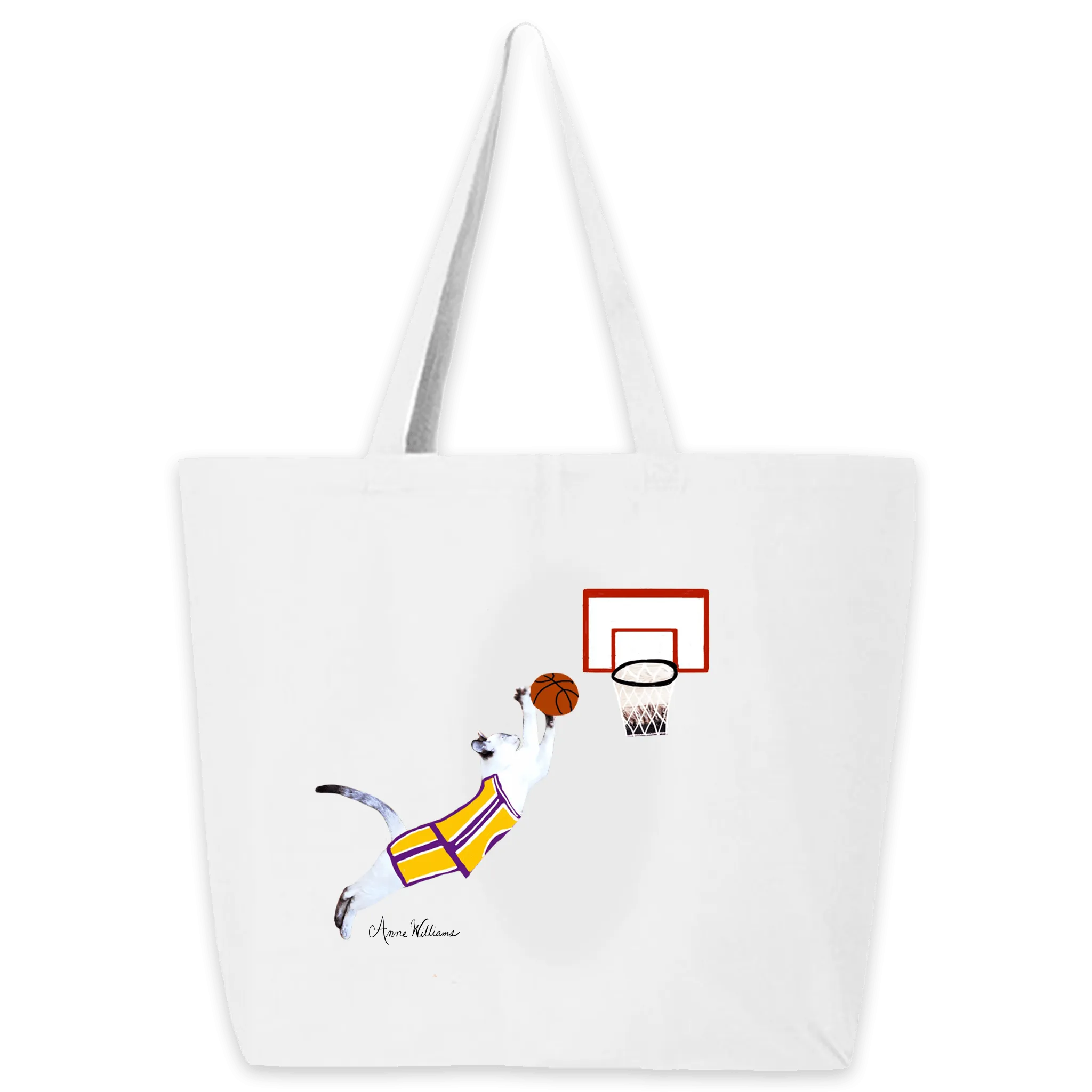 Anne Williams Art- Basketball Cat Tote