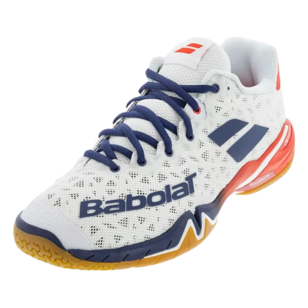 Babolat Men's Shadow Tour Badminton Shoes- White/ Estate Blue