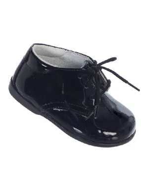 Baby Boys Black Leather Lace Up Dress Shoes 1-4 Baby