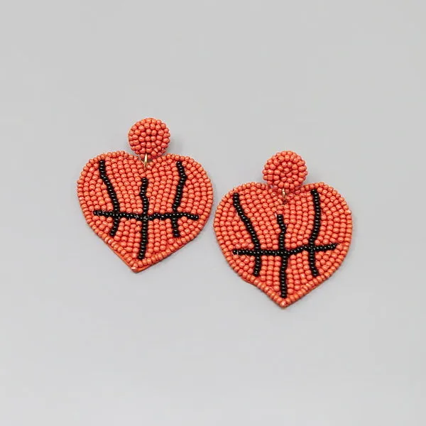 Basketball Sports Theme Seed Bead Earrings