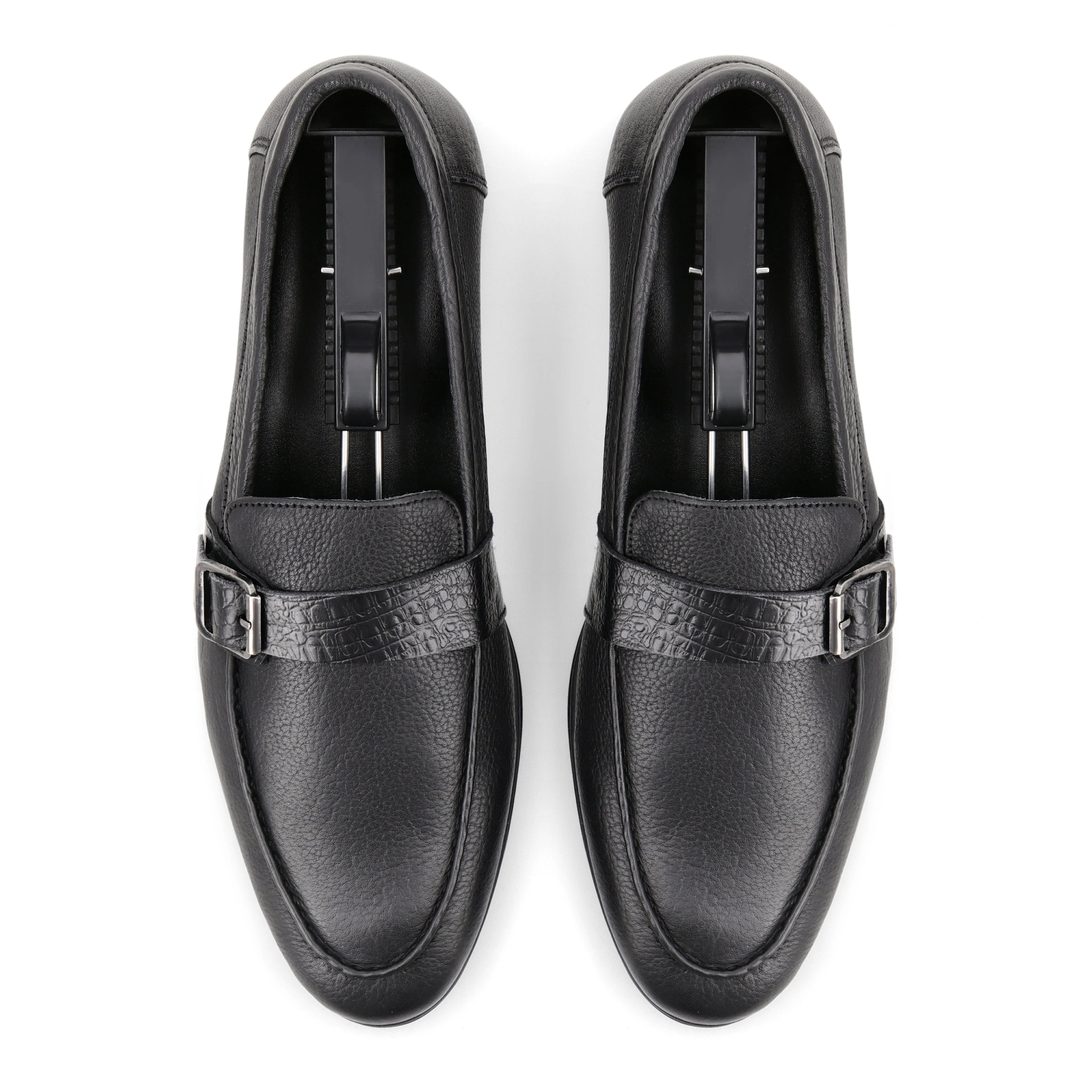 Crocodile Strapped Loafers - Black