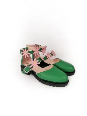 ELLIE IN BLOOM GREEN RUBBER FLATS