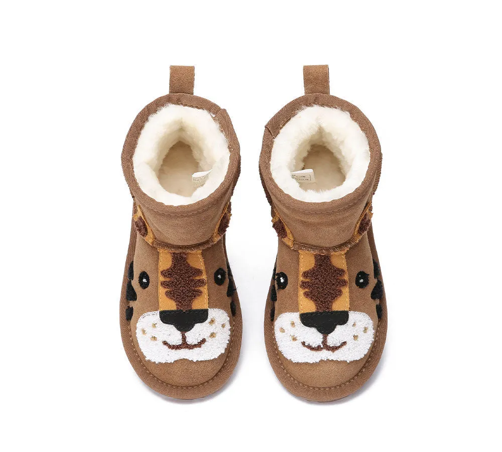 EVERAU Kid Sheepskin Boots Tiger Kids Plus