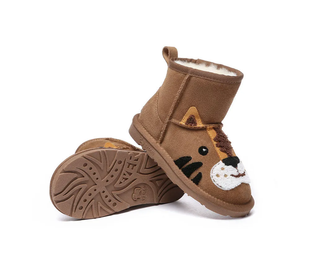 EVERAU Kid Sheepskin Boots Tiger Kids Plus