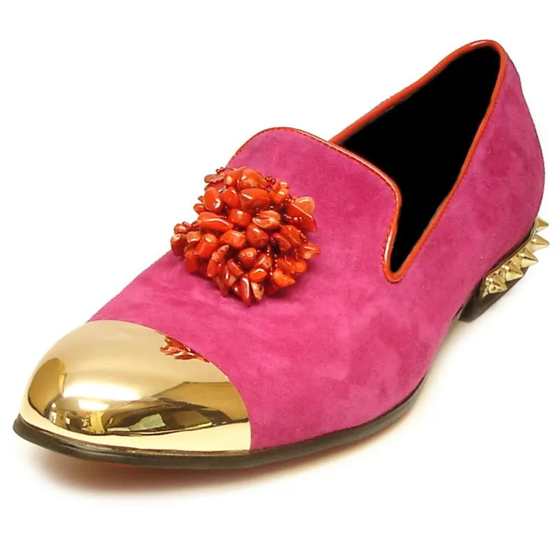 Fiesso by Aurelio Garcia Fuschia Slip on Suede Shoes FI 7050