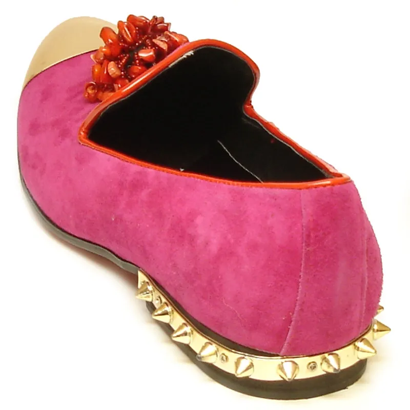 Fiesso by Aurelio Garcia Fuschia Slip on Suede Shoes FI 7050