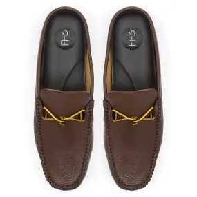 Golden Brass buckled Half-Mocassins-Brown