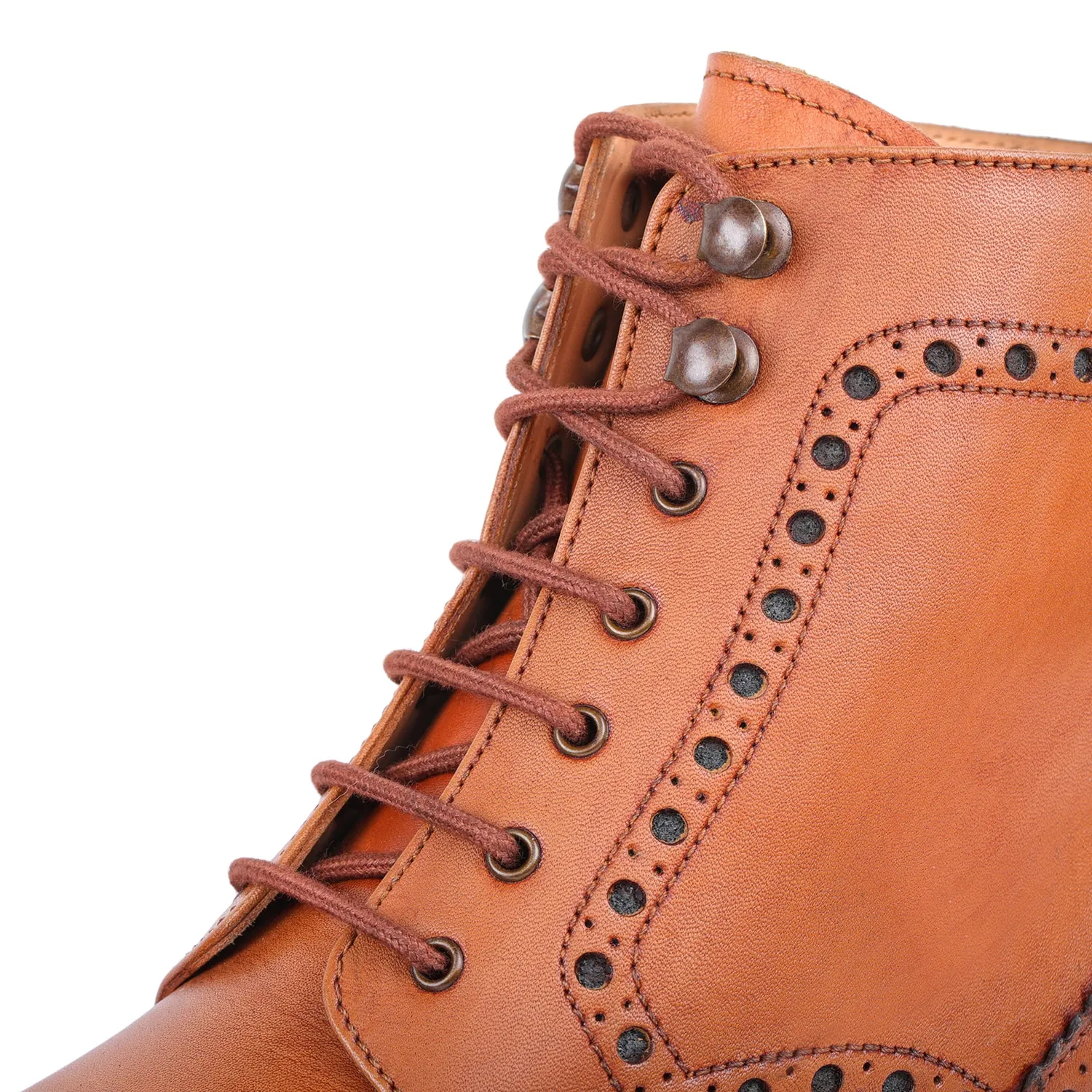 Goodyear Welted Wingtip Brogue lace Up Boots- Tan