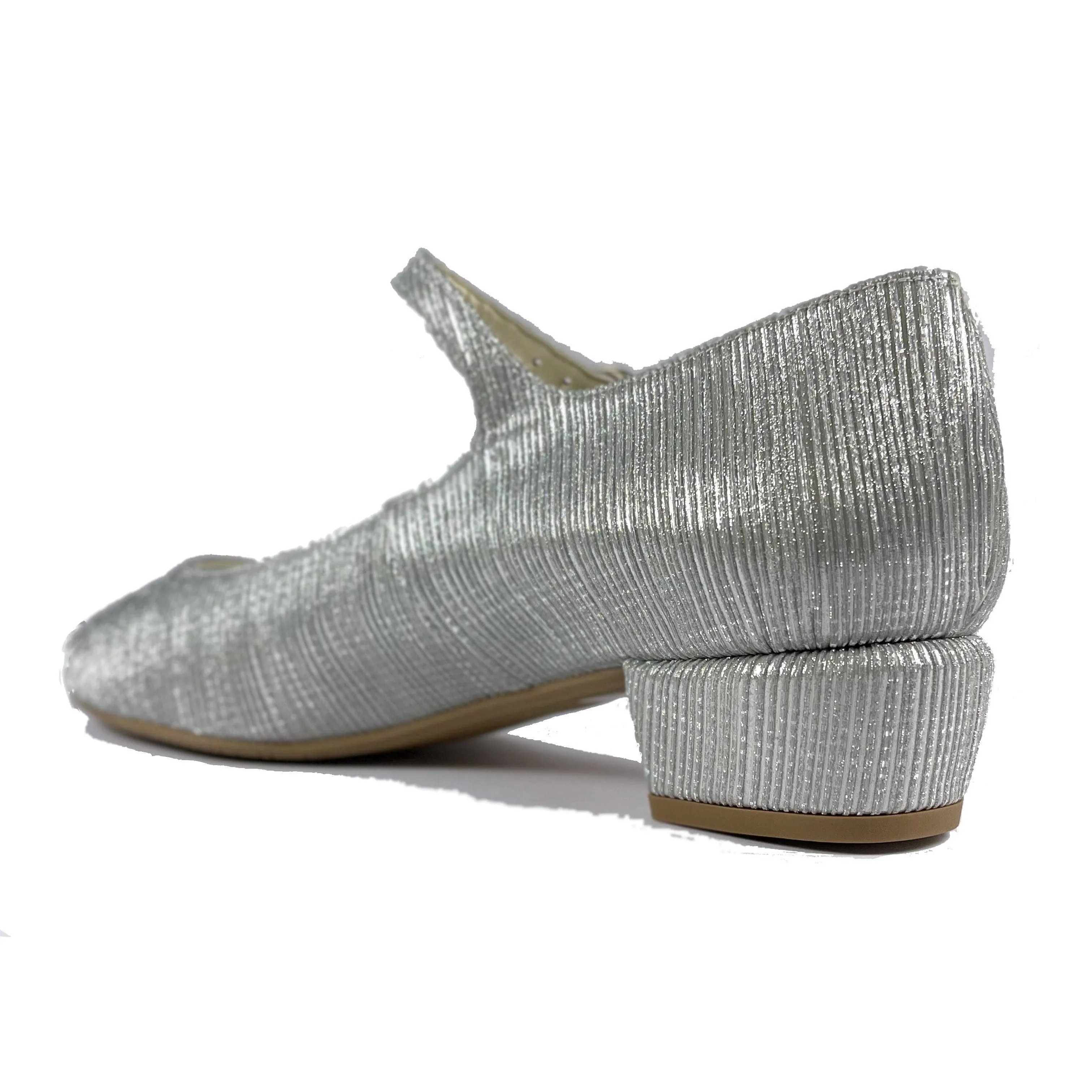 'Gracie' Mary-Jane vegan Low-Heels by Zette Shoes - sparkly silver