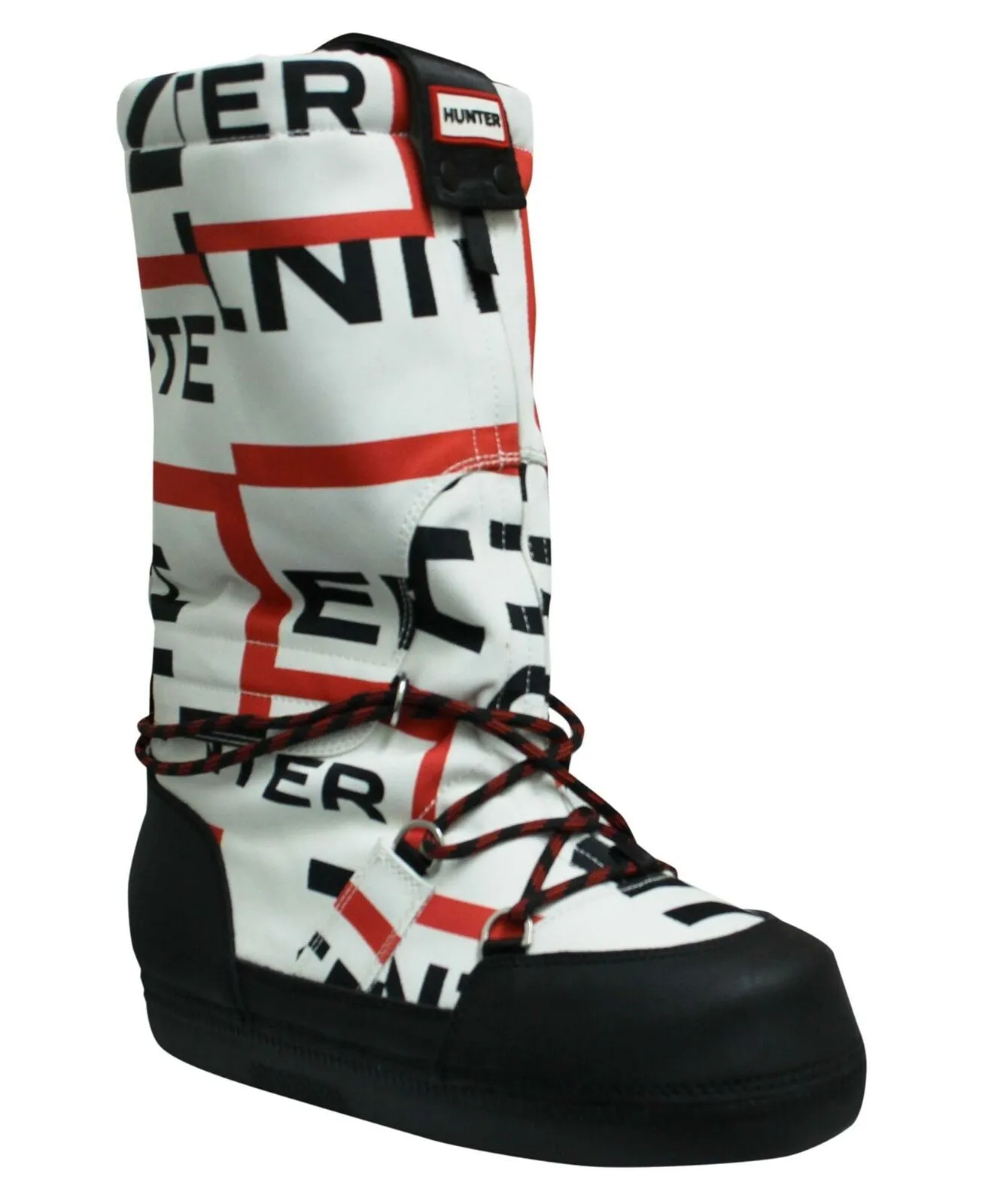 Hunter Original Womens Snow Boots Exploded Logo Black White WFT2001ELP BLK