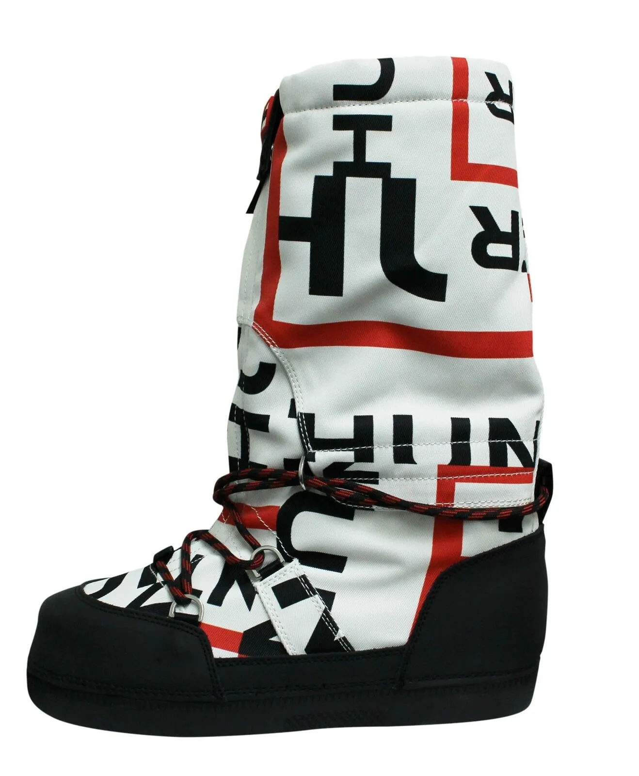 Hunter Original Womens Snow Boots Exploded Logo Black White WFT2001ELP BLK