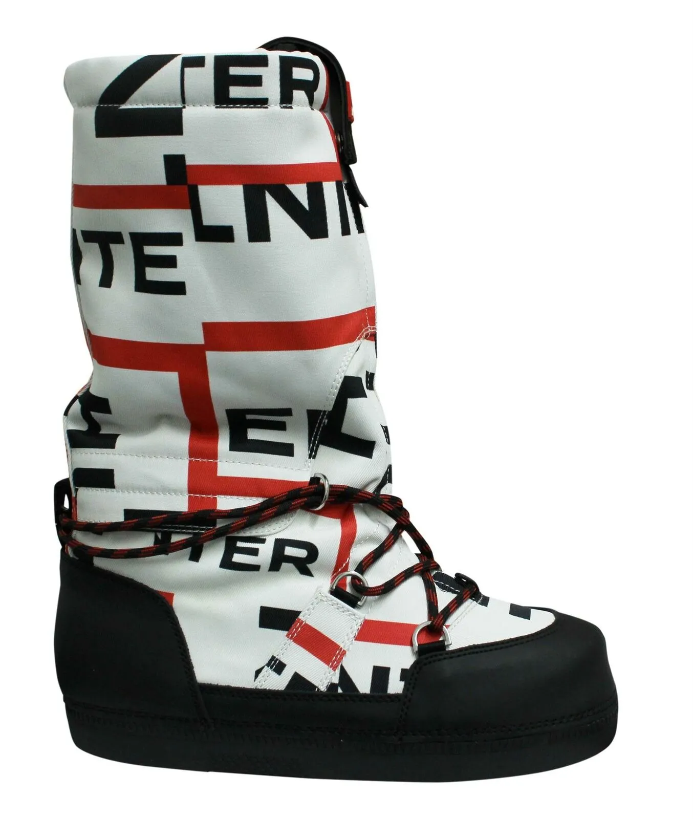 Hunter Original Womens Snow Boots Exploded Logo Black White WFT2001ELP BLK