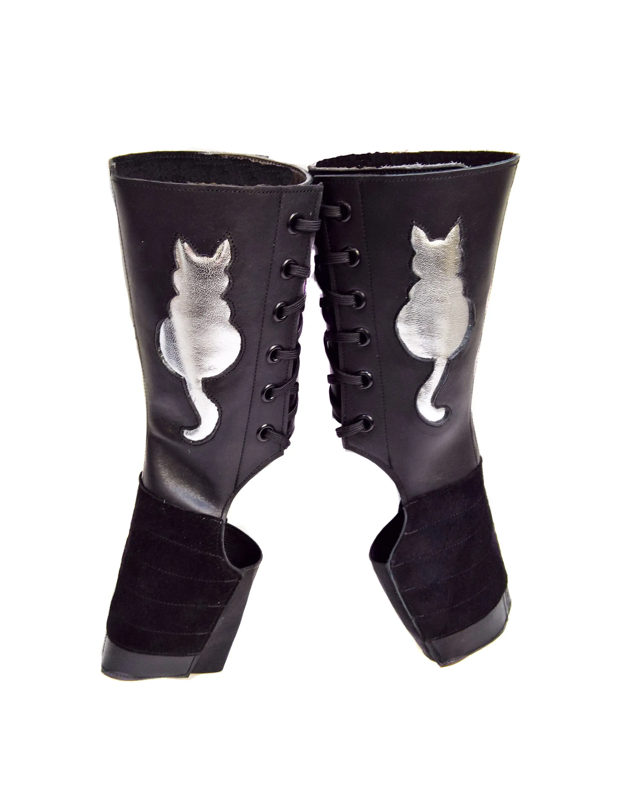 Kitty SHORT Black Aerial boots w/ metallic Cat   Grip Panel