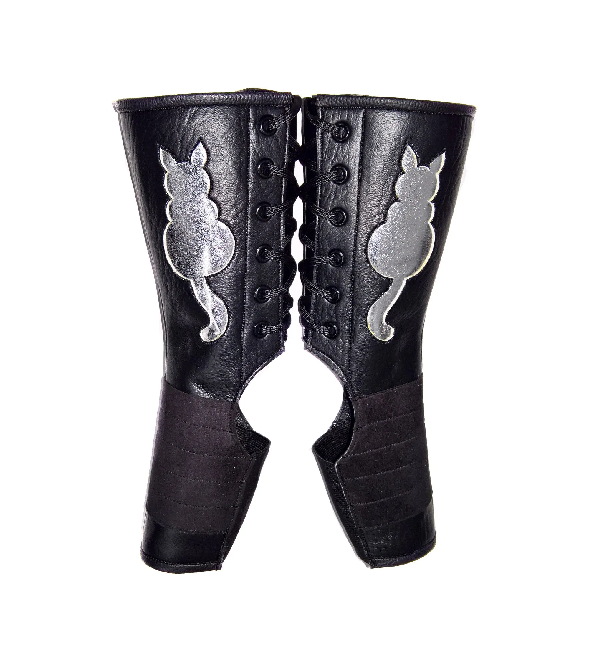 Kitty SHORT Black Aerial boots w/ metallic Cat   Grip Panel