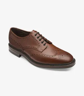 Loake Badminton Oxford Calf Brogue Shoe - Dark Brown Grain