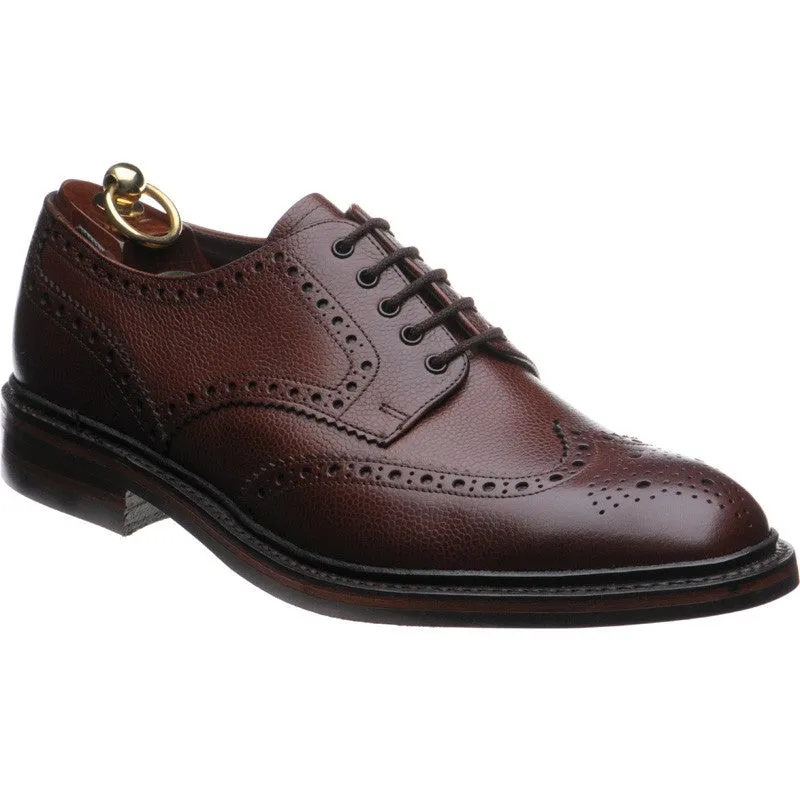 Loake Badminton Oxford Calf Brogue Shoe - Dark Brown Grain