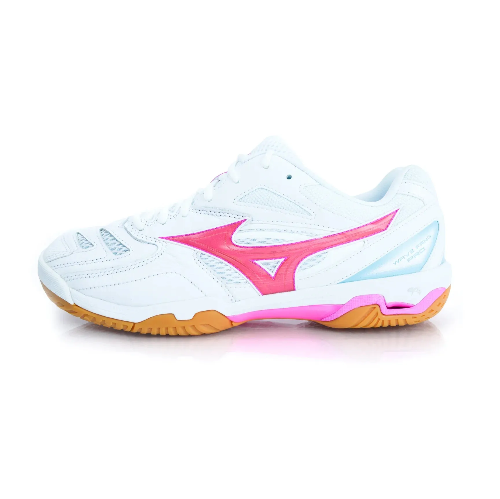 Mizuno Wave Fang Pro Badminton Shoes | White/Pink/Blue