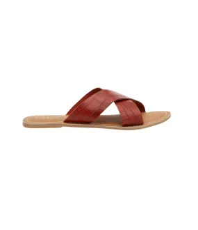 Pebble Sandal in Red Croc