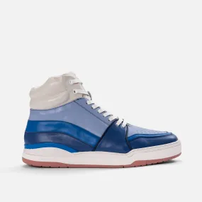 Premium Poseidon Blue Tides Leather High-Top Sneakers for Ultimate Comfort and Style