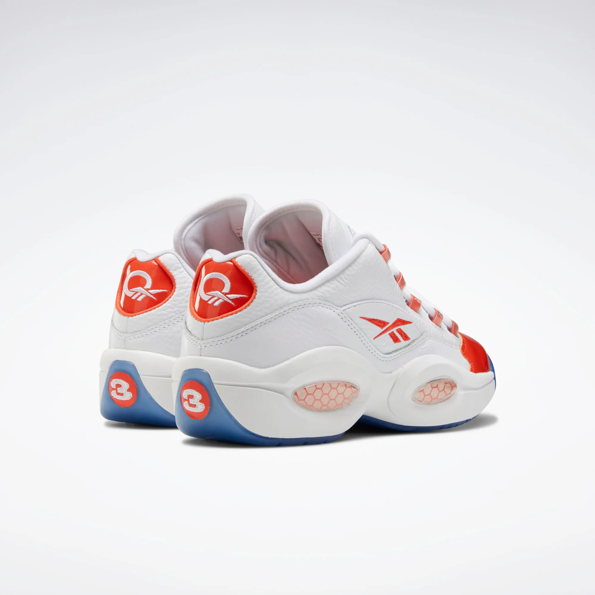 Reebok Men's Question Low Basketball Shoes - White / Vivid Orange / Reebok Ice-A1