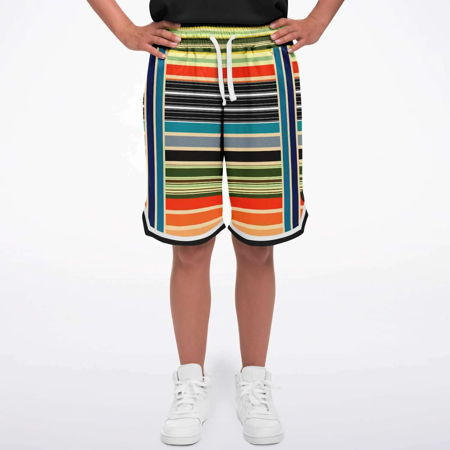 Tequila Sunrise Striped Basketball Shorts