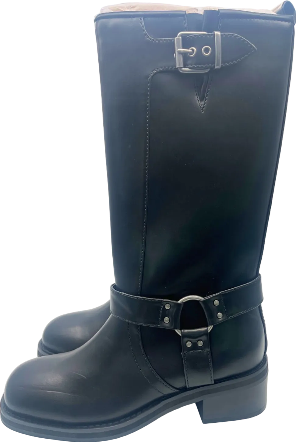 Urban Outfitters Black Tall Biker Boots UK 4