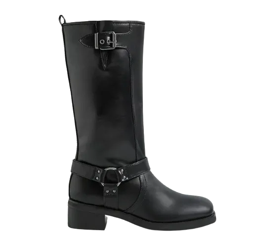 Urban Outfitters Black Tall Biker Boots UK 4