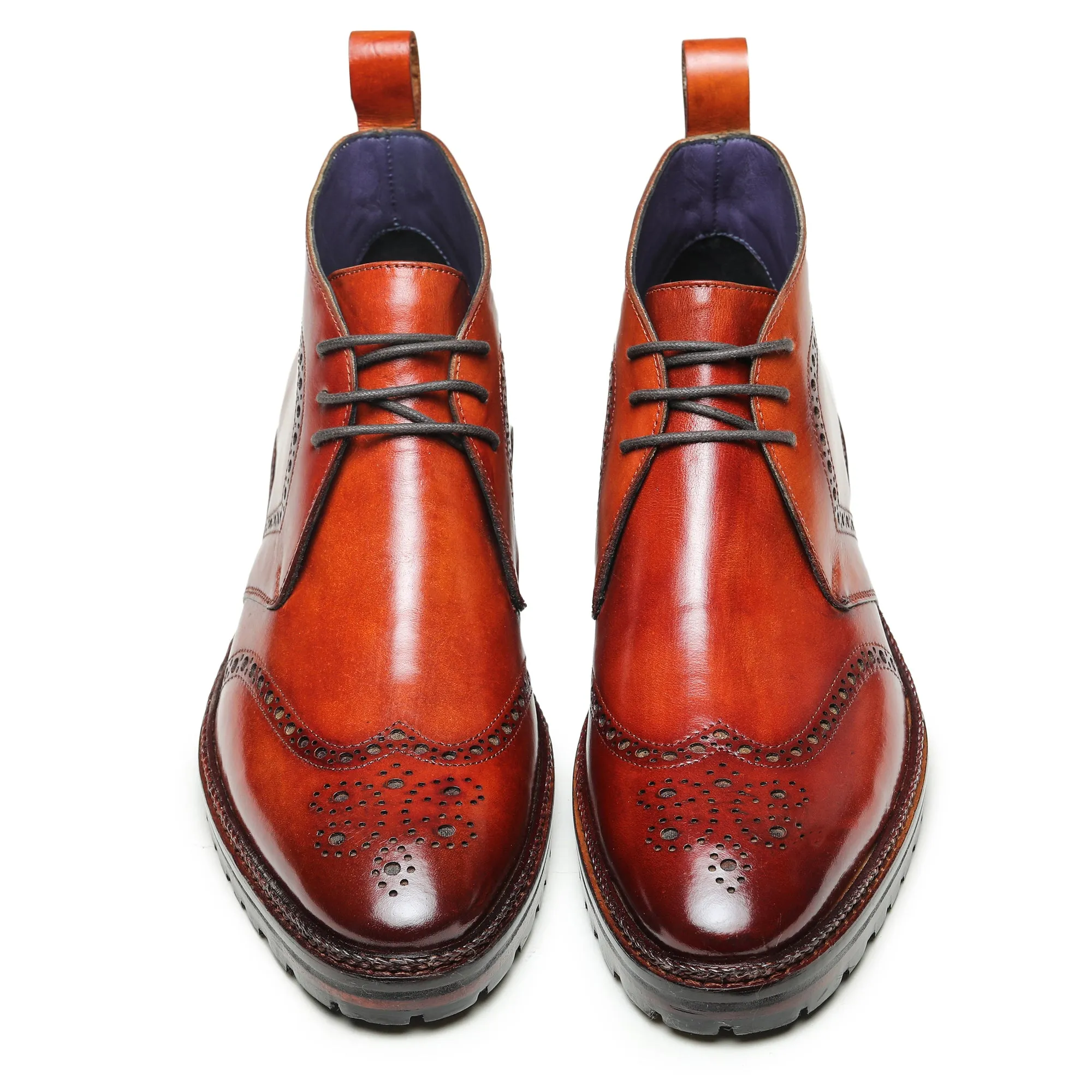 Wingtip Chukka Boots- Cognac