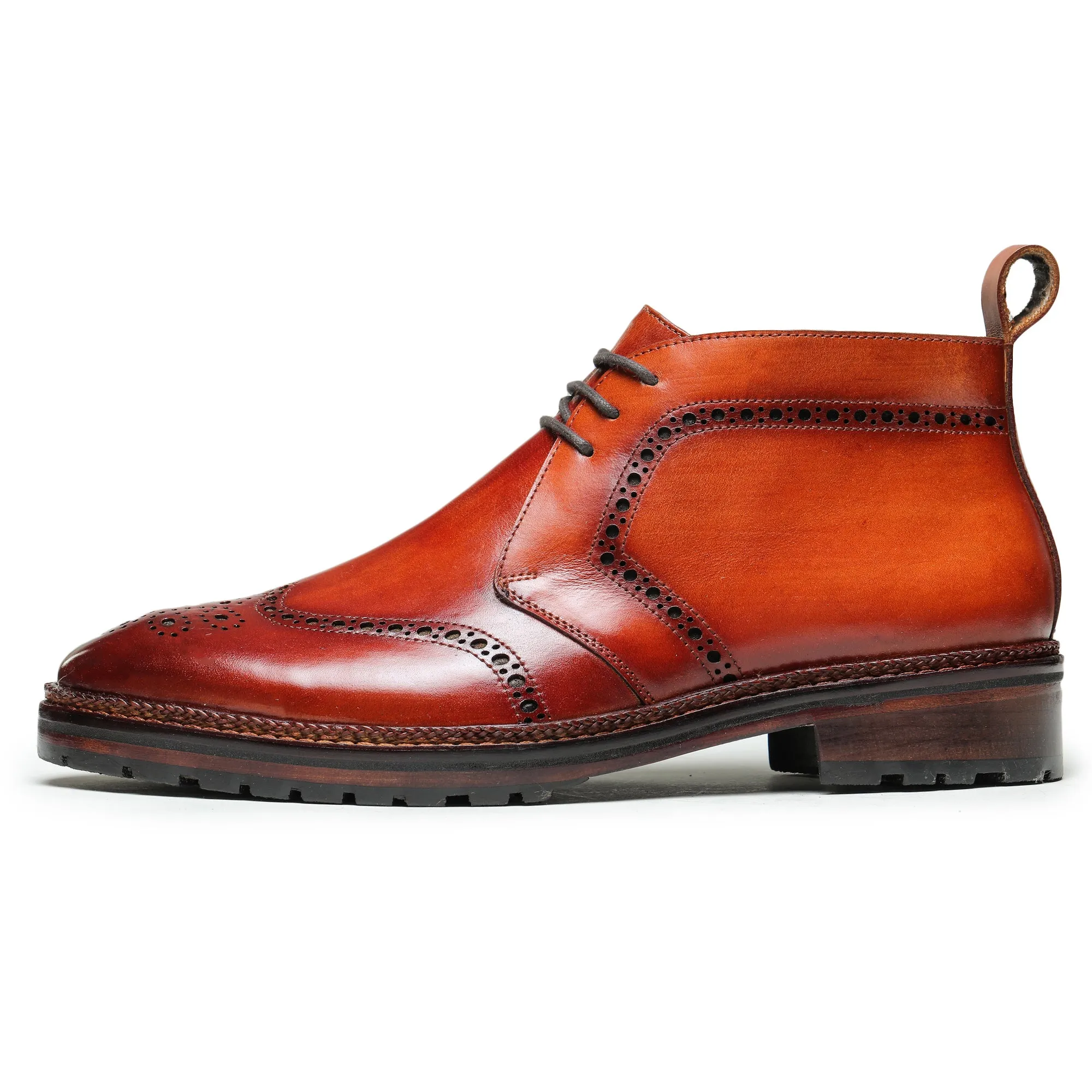 Wingtip Chukka Boots- Cognac